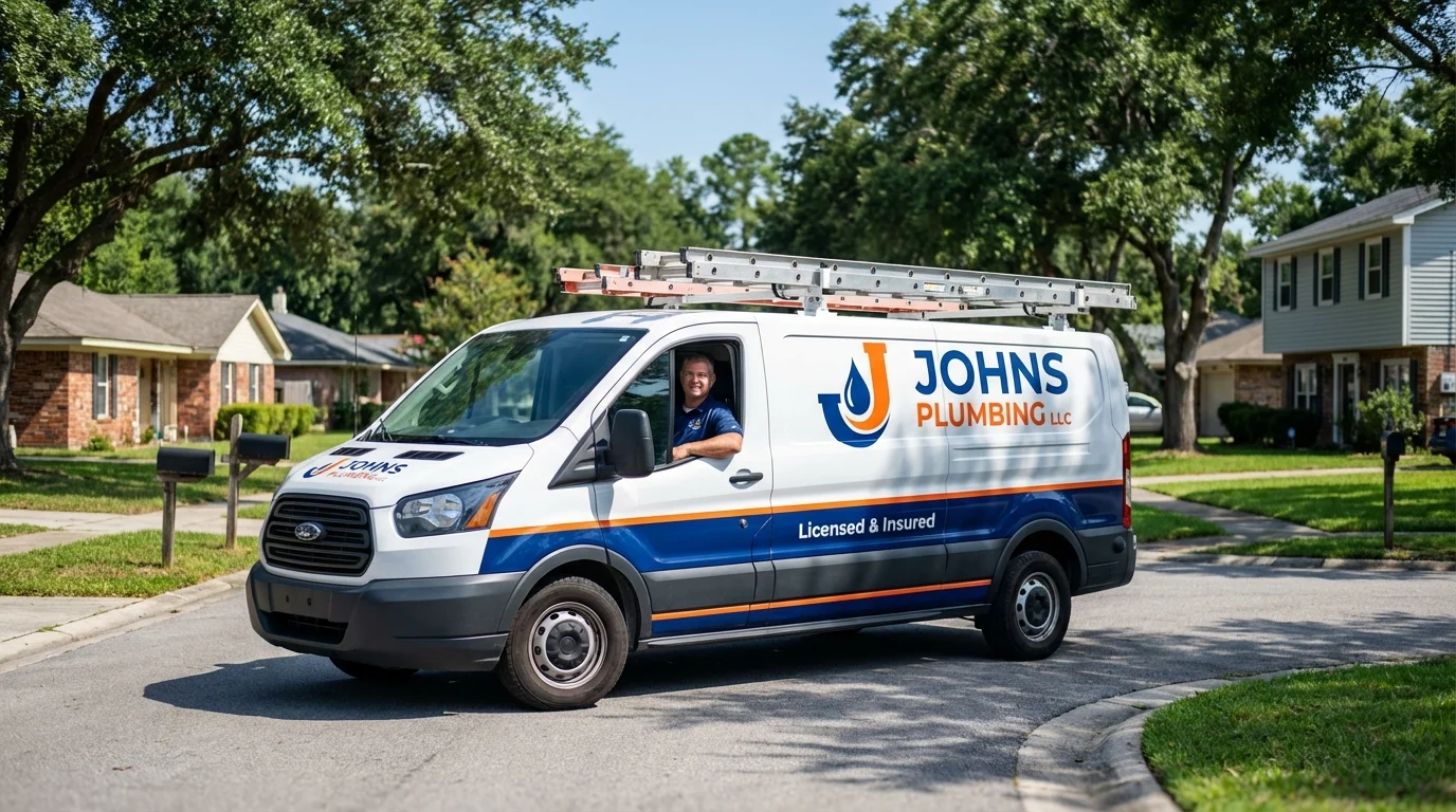 Johns Plumbing LLC service van in Norfolk, NE