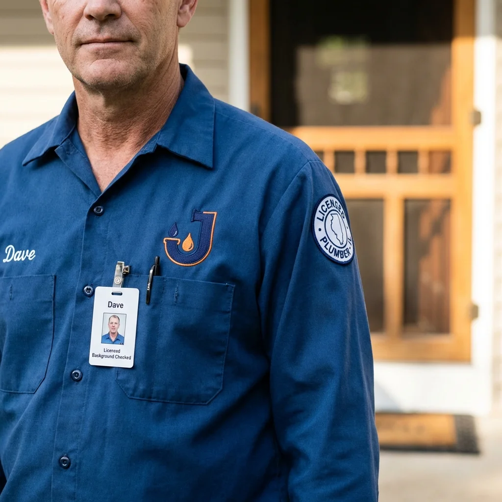 Licensed plumber showing ID badge in Norfolk, NE