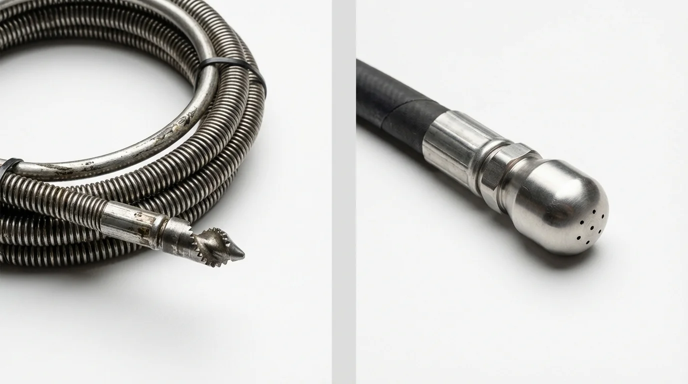 Drain snake cable and hydro jetting nozzle used for drain cleaning in Norfolk, NE