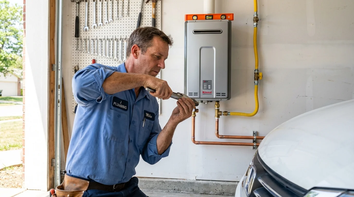 Tankless water heater installation by a Johns Plumbing LLC plumber in Norfolk